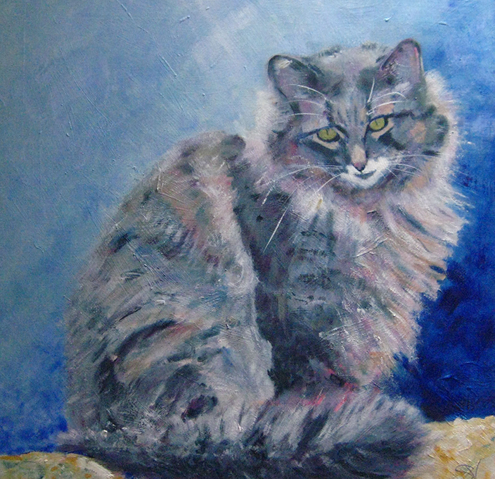 grey cat painting
